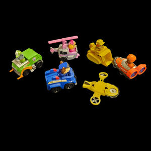 Paw Patrol Mini Vehicles Lot of 6 Figures Chase Skye Rocky Rubble Zuma Ryder